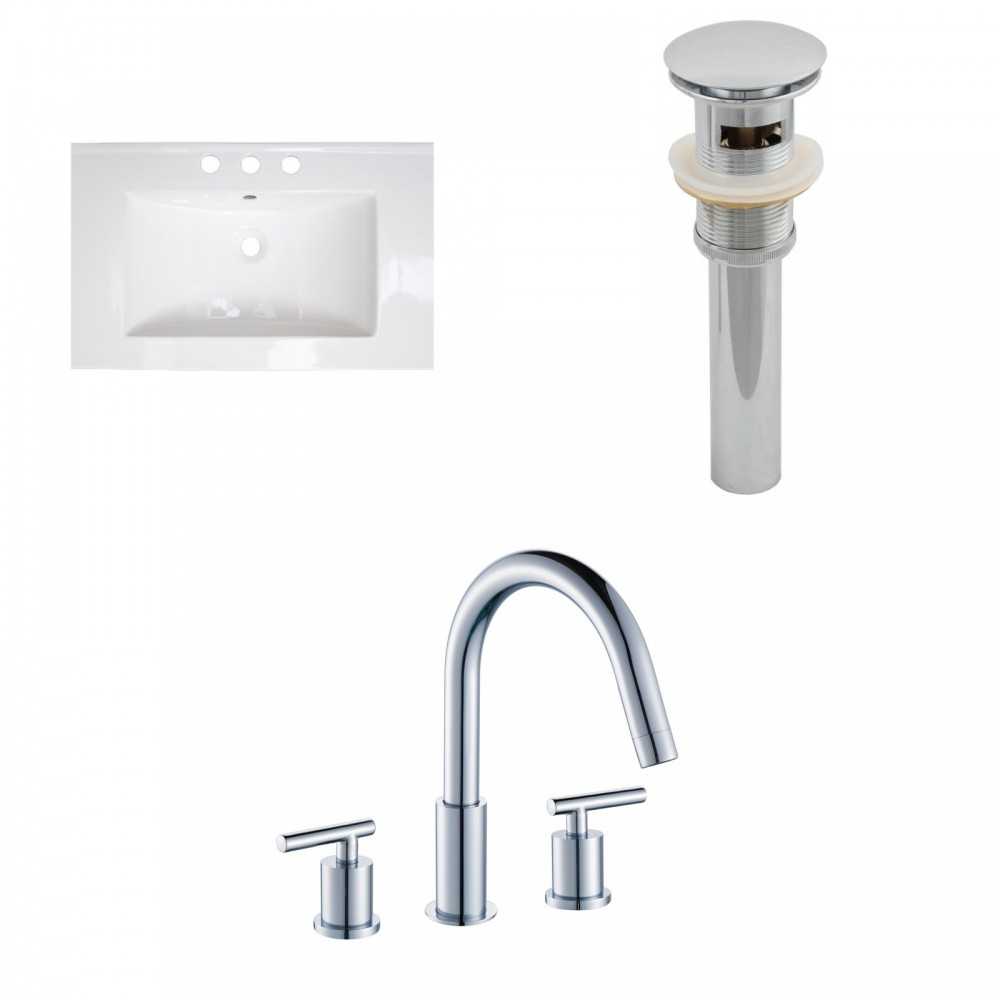 24.25-in. W 3H8-in. Ceramic Top Set In White Color - Overflow Drain Incl.