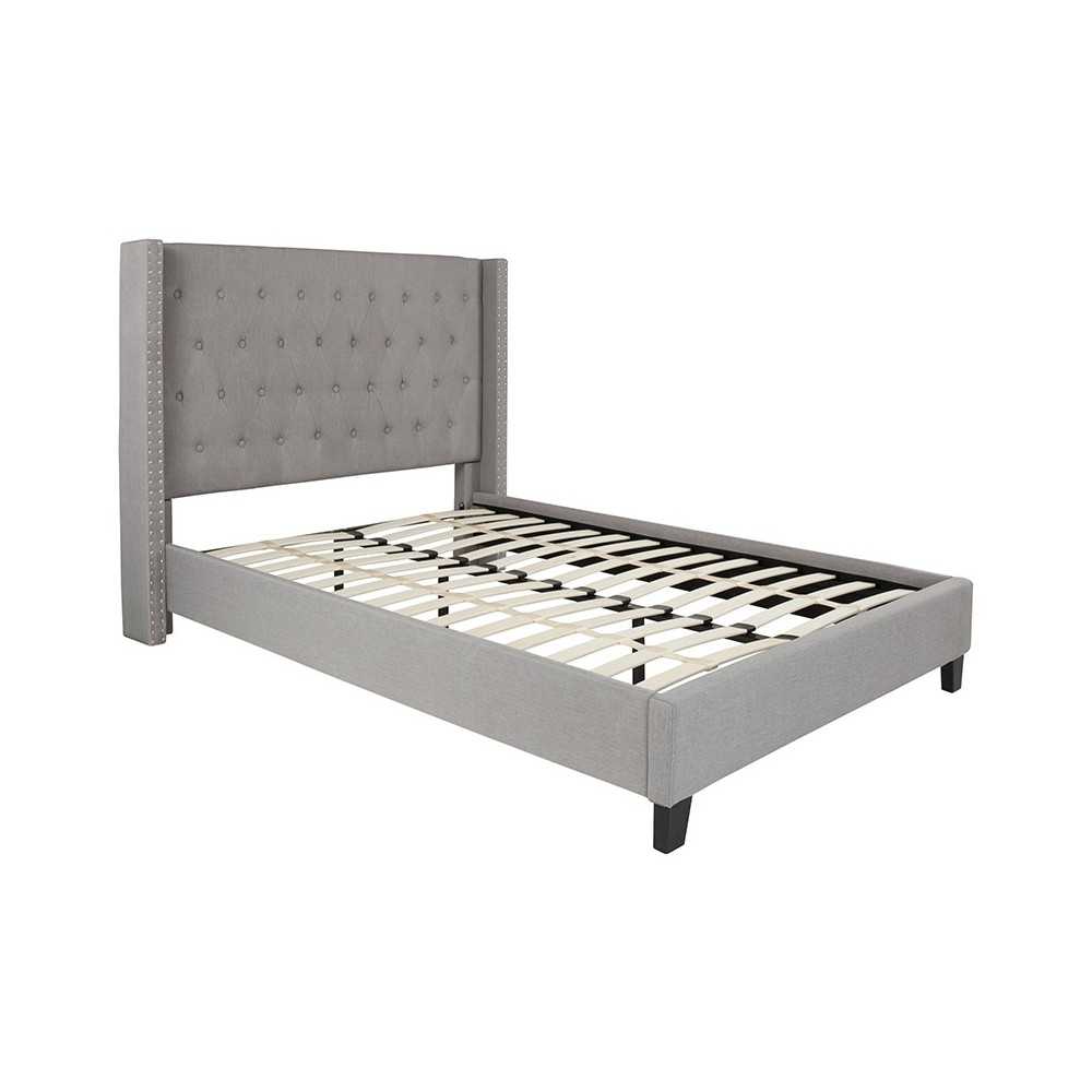 Riverdale Full Size Tufted Upholstered Platform Bed in Light Gray Fabric Riverdale Full Size Tufted Upholstered Platform Bed in Light Gray Fabric