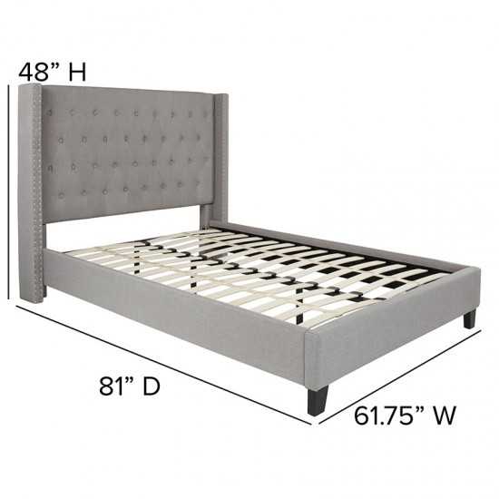 Riverdale Full Size Tufted Upholstered Platform Bed in Light Gray Fabric