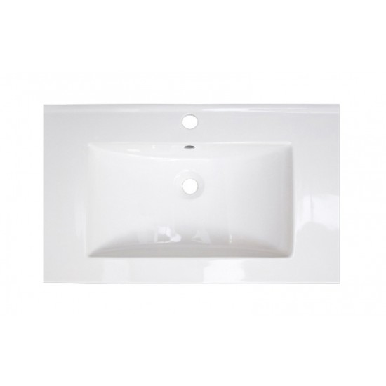 32-in. W 1 Hole Ceramic Top Set In White Color - Overflow Drain Incl.