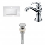 32-in. W 1 Hole Ceramic Top Set In White Color - Overflow Drain Incl.