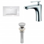 32-in. W 1 Hole Ceramic Top Set In White Color - Overflow Drain Incl.