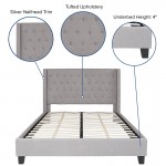 Riverdale Queen Size Tufted Upholstered Platform Bed in Light Gray Fabric