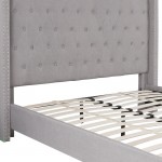 Riverdale Queen Size Tufted Upholstered Platform Bed in Light Gray Fabric