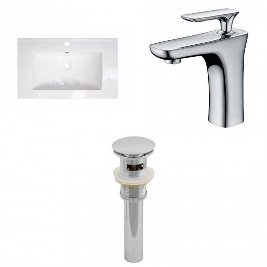 32-in. W 1 Hole Ceramic Top Set In White Color - Overflow Drain Incl.