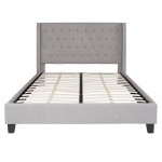 Riverdale Queen Size Tufted Upholstered Platform Bed in Light Gray Fabric