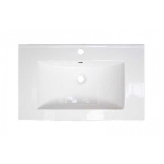 32-in. W 1 Hole Ceramic Top Set In White Color - Overflow Drain Incl.