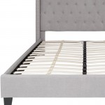 Riverdale Queen Size Tufted Upholstered Platform Bed in Light Gray Fabric