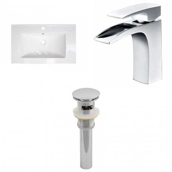 32-in. W 1 Hole Ceramic Top Set In White Color - Overflow Drain Incl.