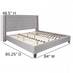 Riverdale King Size Tufted Upholstered Platform Bed in Light Gray Fabric