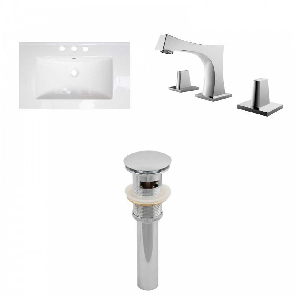 32-in. W 3H8-in. Ceramic Top Set In White Color - Overflow Drain Incl.