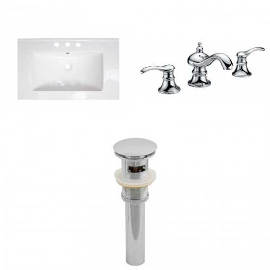 32-in. W 3H8-in. Ceramic Top Set In White Color - Overflow Drain Incl.