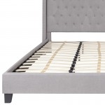 Riverdale King Size Tufted Upholstered Platform Bed in Light Gray Fabric