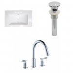 32-in. W 3H8-in. Ceramic Top Set In White Color - Overflow Drain Incl.