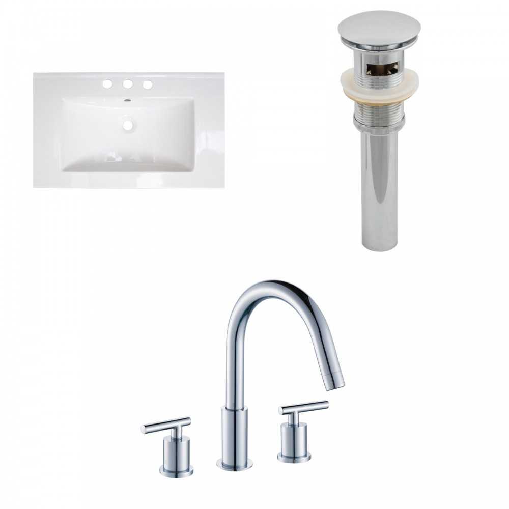 32-in. W 3H8-in. Ceramic Top Set In White Color - Overflow Drain Incl.