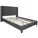Riverdale Queen Size Tufted Upholstered Platform Bed in Dark Gray Fabric