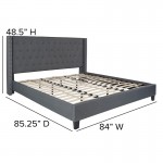 Riverdale King Size Tufted Upholstered Platform Bed in Dark Gray Fabric