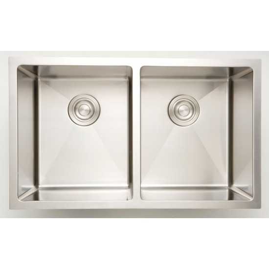 33-in. W CSA Approved Stainless Steel Kitchen Sink With Stainless Steel Finish And 18 Gauge