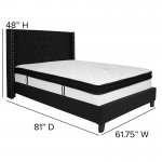 Riverdale Full Size Tufted Upholstered Platform Bed in Black Fabric with Memory Foam Mattress