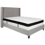 Riverdale Full Size Tufted Upholstered Platform Bed in Light Gray Fabric with Memory Foam Mattress