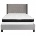 Riverdale Full Size Tufted Upholstered Platform Bed in Light Gray Fabric with Memory Foam Mattress