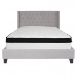 Riverdale Queen Size Tufted Upholstered Platform Bed in Light Gray Fabric with Memory Foam Mattress