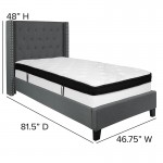 Riverdale Twin Size Tufted Upholstered Platform Bed in Dark Gray Fabric with Memory Foam Mattress