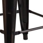 Commercial Grade 24" High Backless Black-Antique Gold Metal Indoor-Outdoor Counter Height Stool with Square Seat