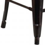 Commercial Grade 24" High Backless Black-Antique Gold Metal Indoor-Outdoor Counter Height Stool with Square Seat