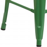 Commercial Grade 24" High Backless Green Metal Indoor-Outdoor Counter Height Stool with Square Seat