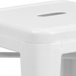 Commercial Grade 24" High Backless White Metal Indoor-Outdoor Counter Height Stool with Square Seat