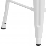 Commercial Grade 24" High Backless White Metal Indoor-Outdoor Counter Height Stool with Square Seat