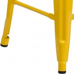 Commercial Grade 24" High Backless Yellow Metal Indoor-Outdoor Counter Height Stool with Square Seat