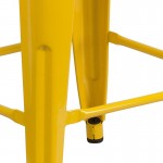 Commercial Grade 24" High Backless Yellow Metal Indoor-Outdoor Counter Height Stool with Square Seat