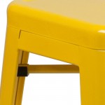 Commercial Grade 24" High Backless Yellow Metal Indoor-Outdoor Counter Height Stool with Square Seat