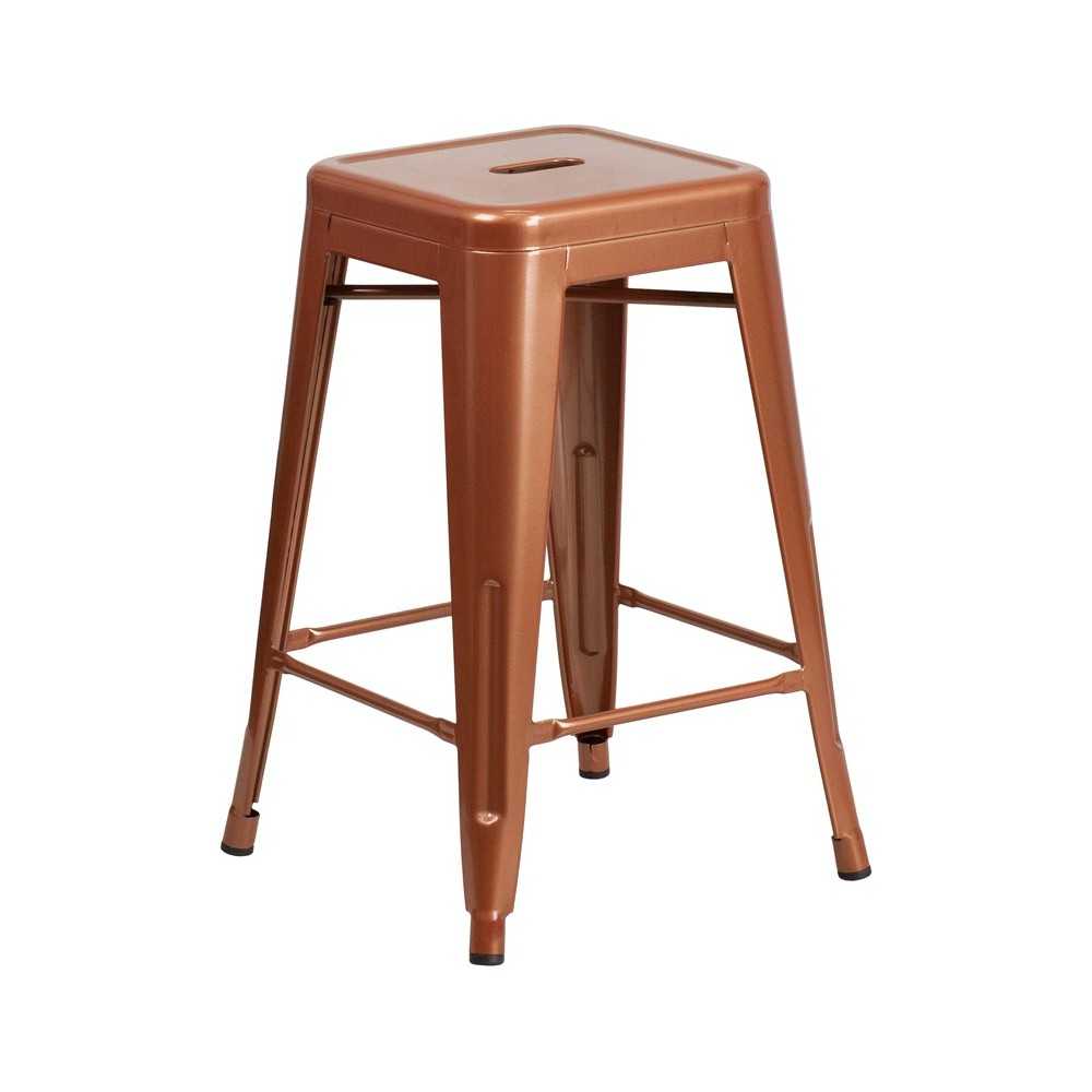 Commercial Grade 24" High Backless Copper Indoor-Outdoor Counter Height Stool