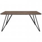 Corinth 31.5" x 63" Rectangular Dining Table in Distressed Light Brown Wood Finish