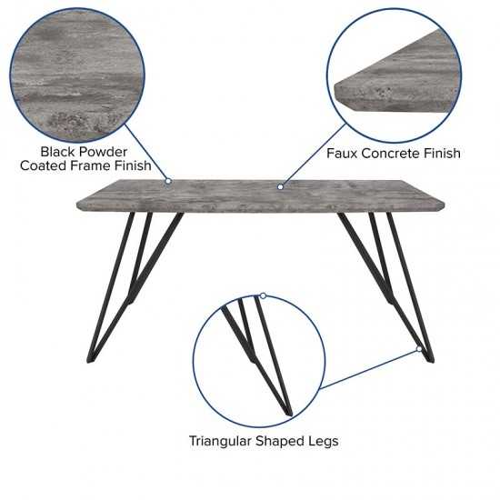 Corinth 31.5" x 63" Rectangular Dining Table in Faux Concrete Finish