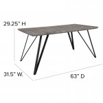 Corinth 31.5" x 63" Rectangular Dining Table in Faux Concrete Finish