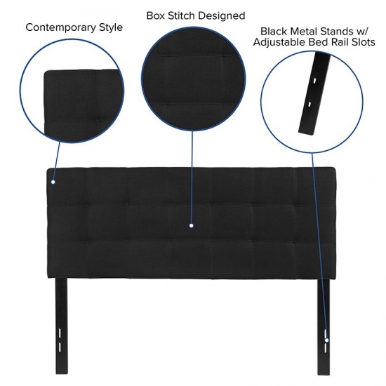 Bedford Tufted Upholstered Full Size Headboard in Black Fabric