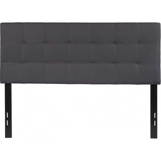 Bedford Tufted Upholstered Full Size Headboard in Dark Gray Fabric