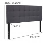 Bedford Tufted Upholstered Full Size Headboard in Dark Gray Fabric