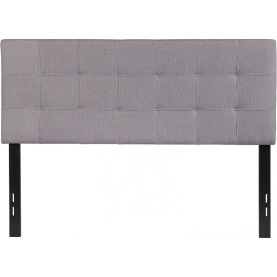 Bedford Tufted Upholstered Full Size Headboard in Light Gray Fabric