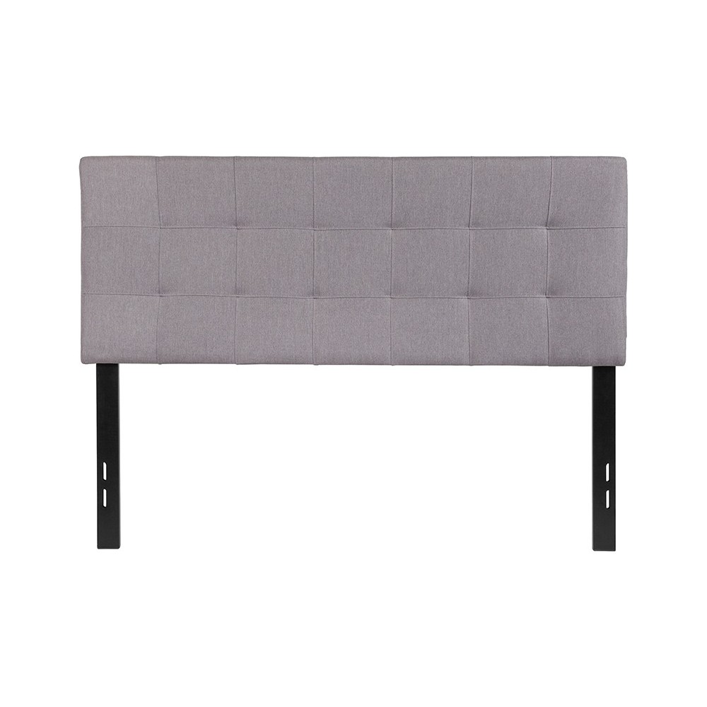 Bedford Tufted Upholstered Full Size Headboard in Light Gray Fabric Bedford Tufted Upholstered Full Size Headboard in Light Gray Fabric