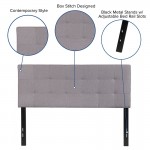 Bedford Tufted Upholstered Full Size Headboard in Light Gray Fabric