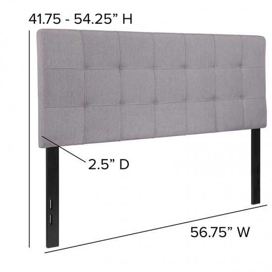 Bedford Tufted Upholstered Full Size Headboard in Light Gray Fabric