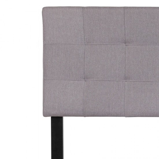 Bedford Tufted Upholstered Full Size Headboard in Light Gray Fabric