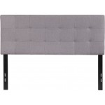 Bedford Tufted Upholstered Full Size Headboard in Light Gray Fabric