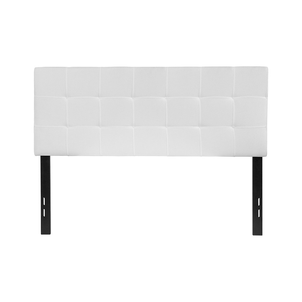 Bedford Tufted Upholstered Full Size Headboard in White Fabric