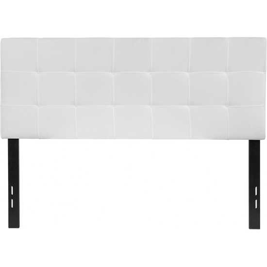 Bedford Tufted Upholstered Full Size Headboard in White Fabric